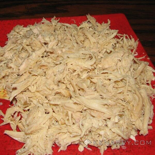 Slow Cooker Shredded Chicken on a red plate