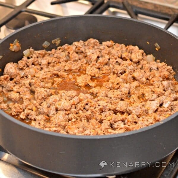 Taco meat in a skillet