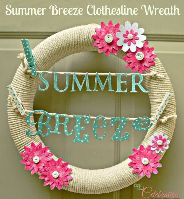 Summer Breeze Clothesline Wreath - Little Miss Celebration in the Summer Spotlight on Kenarry.com