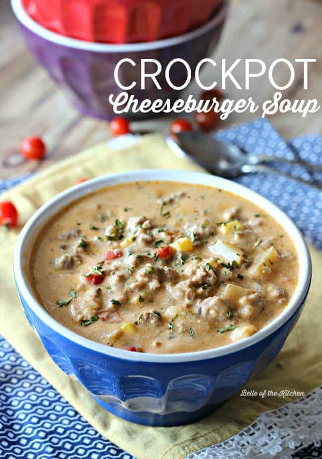 Warm up after a long day with this easy and delicious Crockpot Cheeseburger Soup, made with plenty of real food ingredients. It's pure winter time comfort food that your whole family will love.