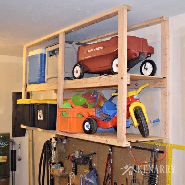 Diy Garage Storage Ceiling Mounted, How To Build Hanging Shelves In A Garage