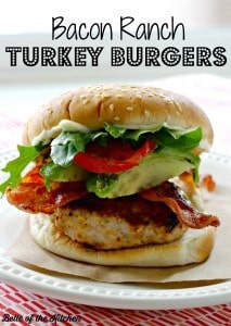 Bacon Ranch Turkey Burgers from Belle of the Kitchen