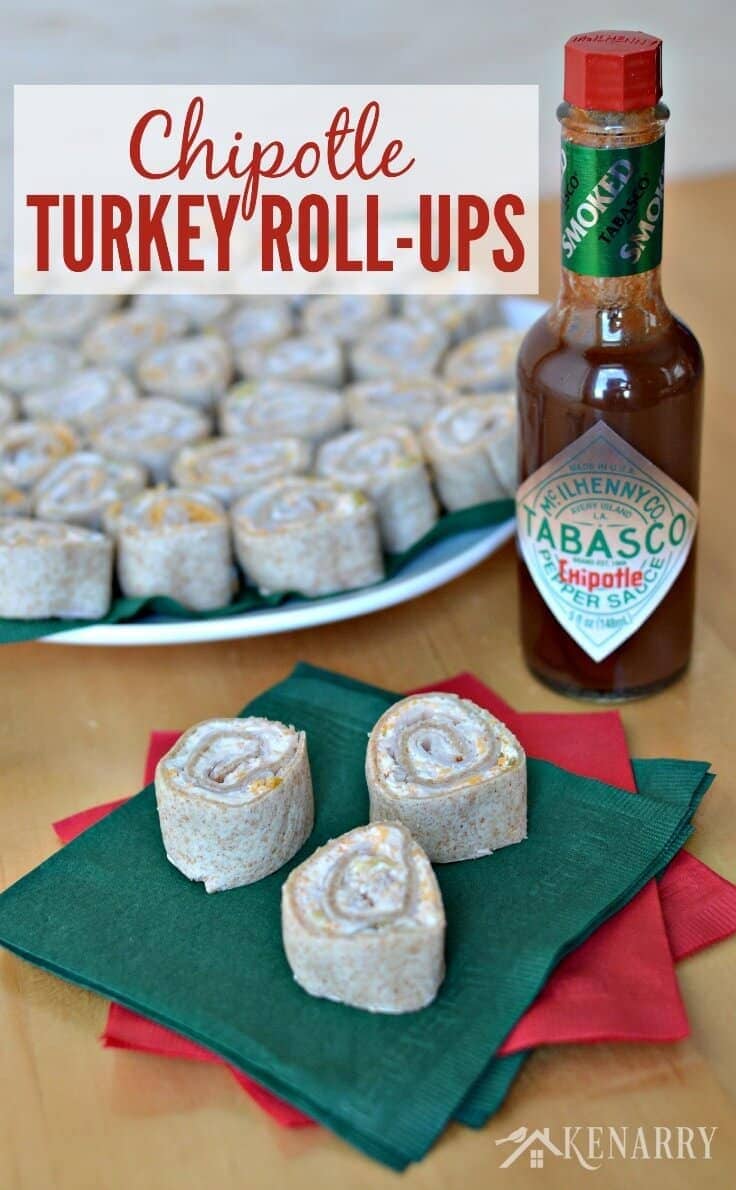 What delicious party food! These Chipotle Turkey Roll-ups look amazing for family gatherings and holiday parties.