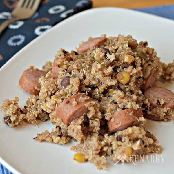 I love quinoa! This Easy Turkey Sausage Quinoa has only 3 ingredients and is such a simple recipe for a delicious weeknight dinner!