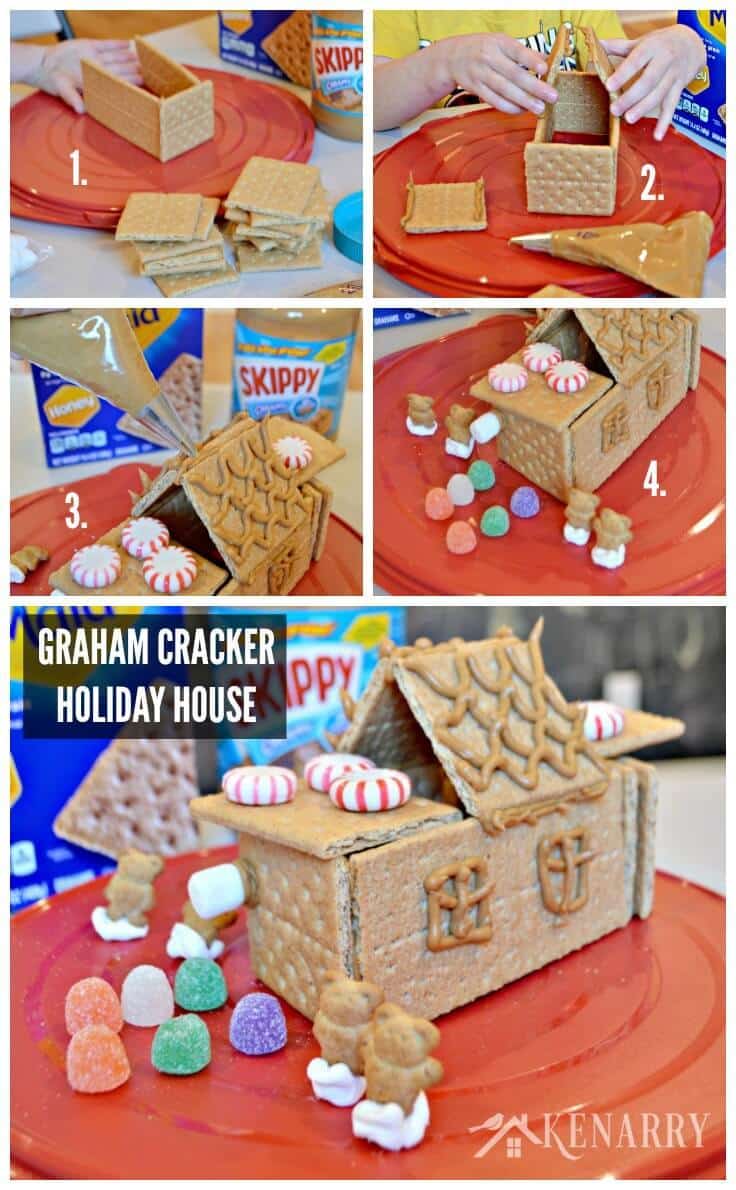 What fun family holiday ideas! Make a gingerbread house with graham crackers and peanut butter. The kids will love this at Christmas time.