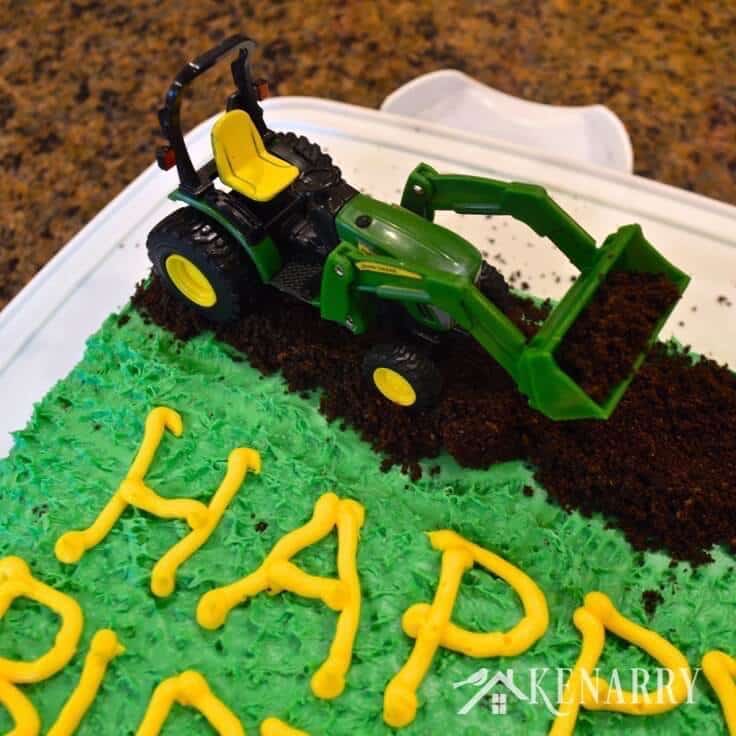 John Deere Tractor Cake with Matching Cupcakes