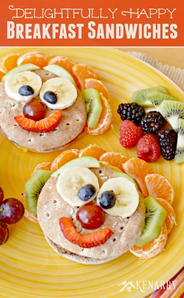 Start your day with a little fun! Turn Jimmy Dean Delights Frozen Breakfast Sandwiches into happy faces using fruit for an easy meal your kids will love.