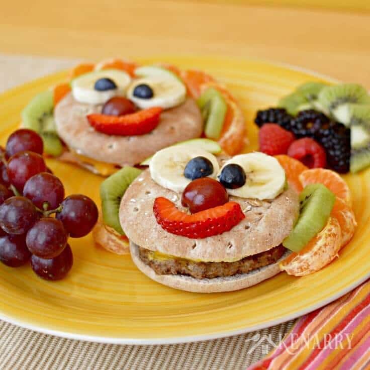 Start your day with a little fun! Turn Jimmy Dean Delights Frozen Breakfast Sandwiches into happy faces using fruit for an easy meal your kids will love.