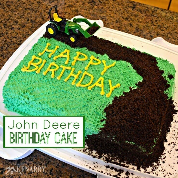 Does your child or toddler love tractors? Throw a tractor birthday party! It's especially easy with this idea for a simple John Deere Cake.