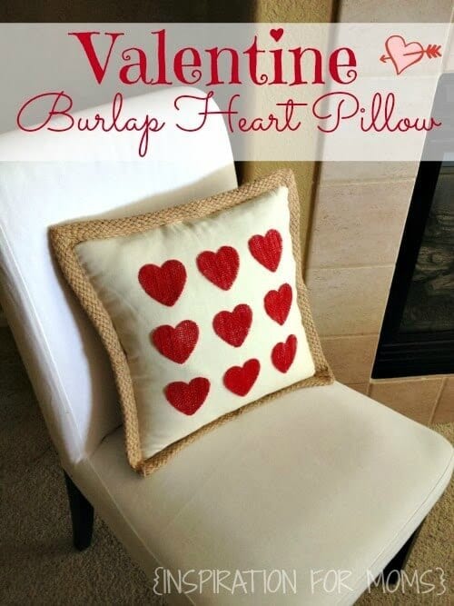 Valentine Burlap Heart Pillow - Inspiration for Moms featured on Ideas for the Home by Kenarry®