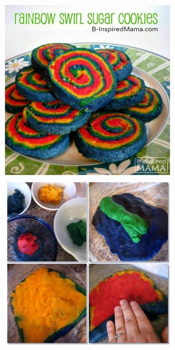 Rainbow Swirl Sugar Cookies - B-Inspired Mama featured on Ideas for the Home by Kenarry®
