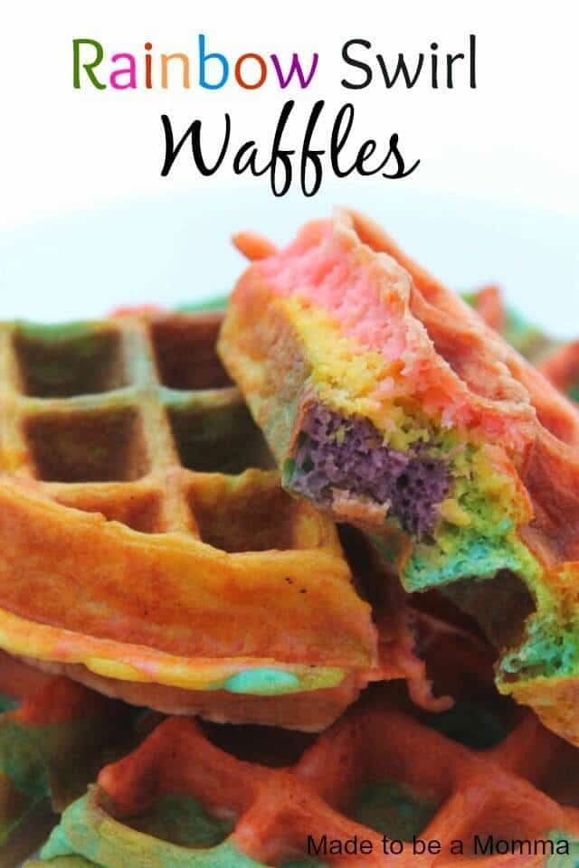Rainbow Swirl Waffles - Made to Be a Momma for Sugar Bee Crafts featured on Ideas for the Home by Kenarry®