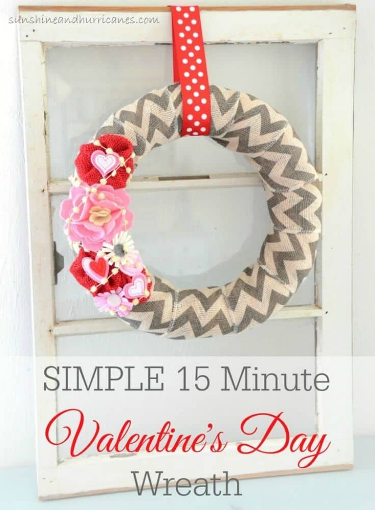 Simple 15 Minute Valentine's Day Wreath - Sunshine and Hurricanes featured on Ideas for the Home by Kenarry®