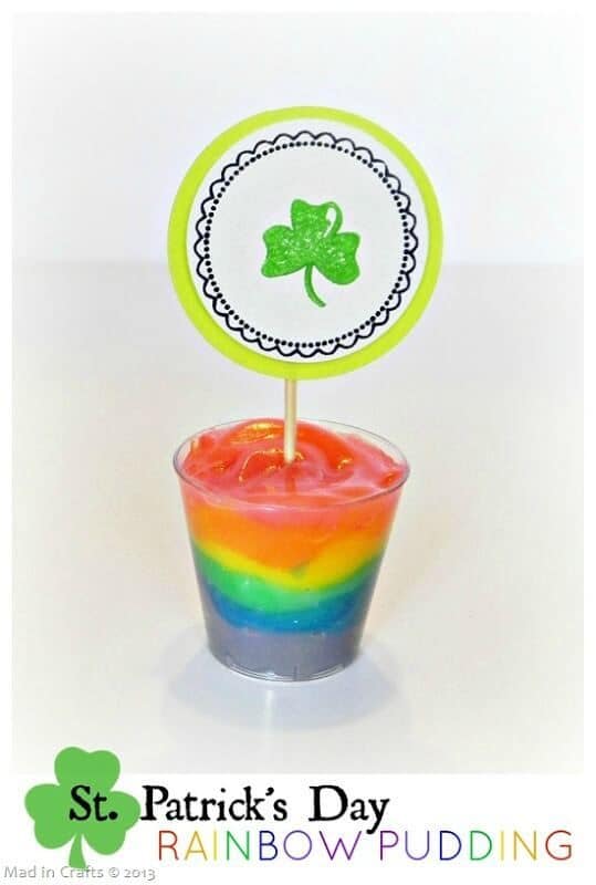 Rainbow Pudding for St. Patrick's Day - Mad in Crafts featured on Ideas for the Home by Kenarry®