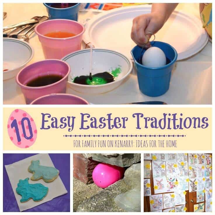 These are such fun ideas for creating memorable family traditions at your Easter party! Coloring eggs, Easter baskets, bunny cookies, an egg hunt and more!