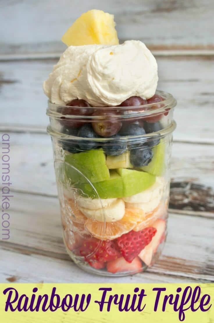 Rainbow Fruit Trifle Recipe - A Mom's Take featured on Ideas for the Home by Kenarry®