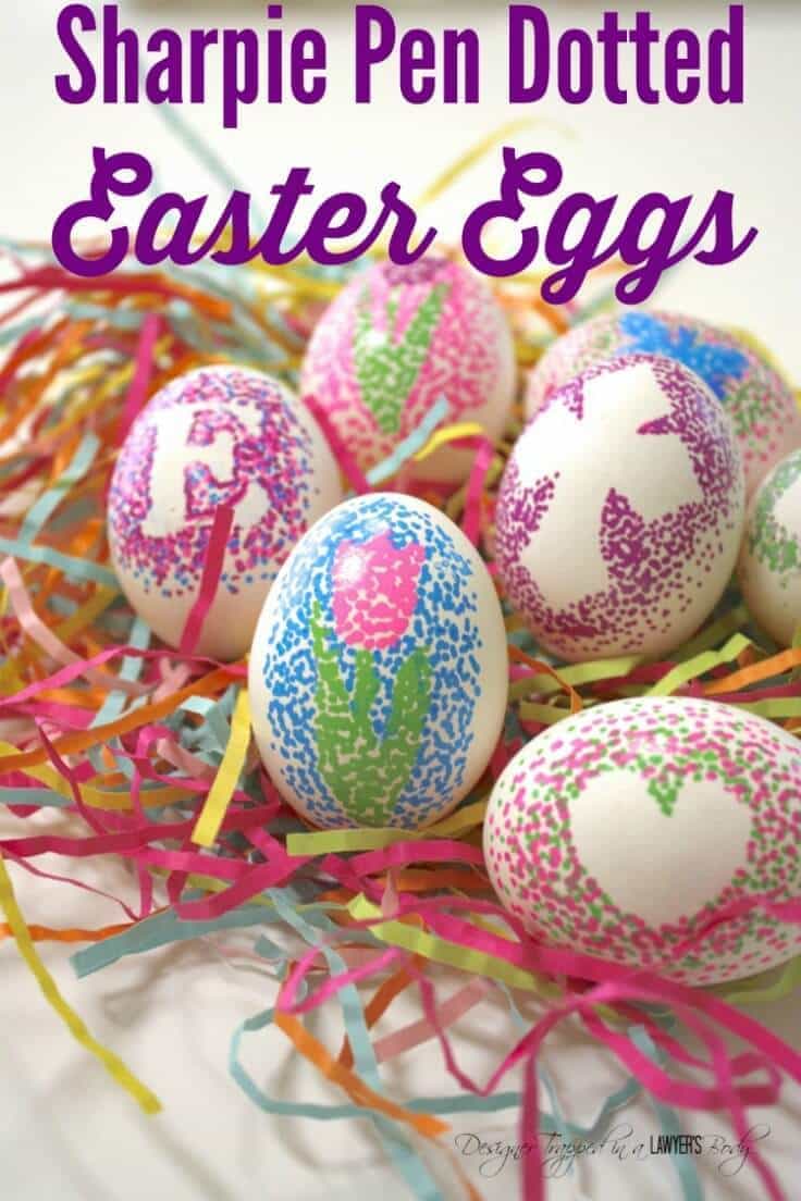 Easy Dotted Sharpie Easter Eggs - Designer Trapped in a Lawyer's Body featured on Ideas for the Home by Kenarry®
