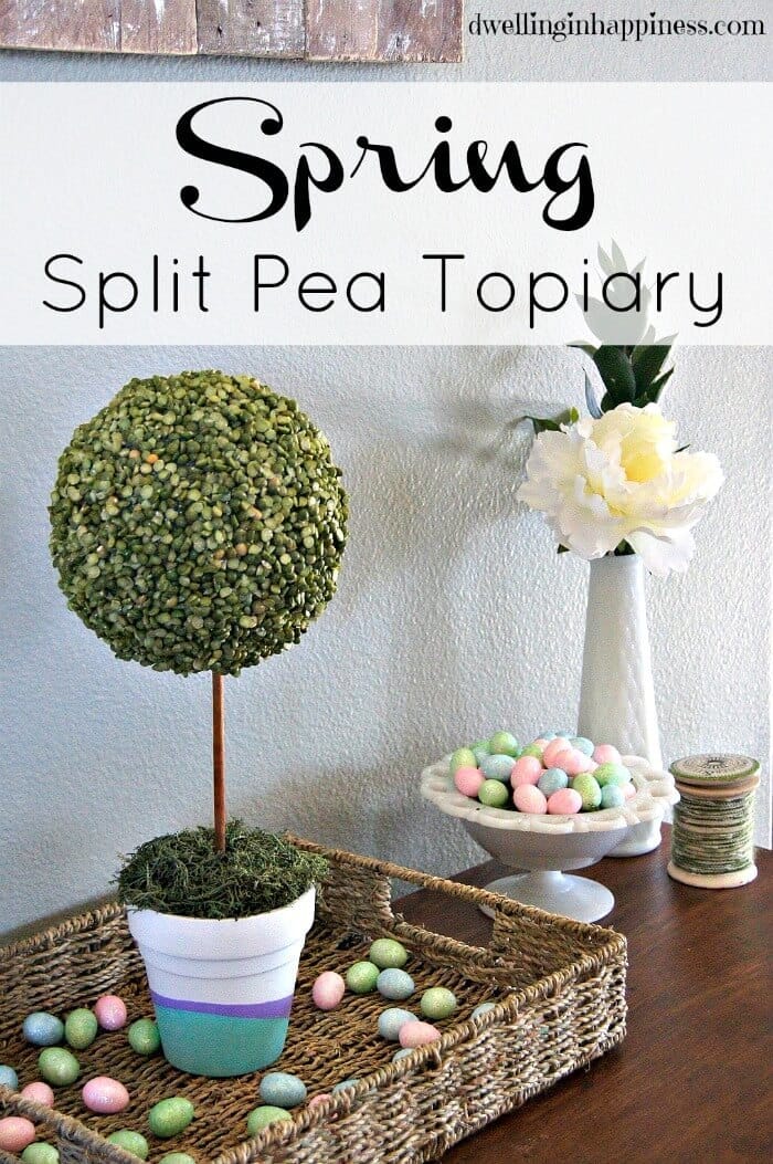 This Spring Split Pea Topiary would be a great centerpiece for your Easter home decor or brunch. Easy tutorial from Dwelling in Happiness for Ideas for the Home by Kenarry®