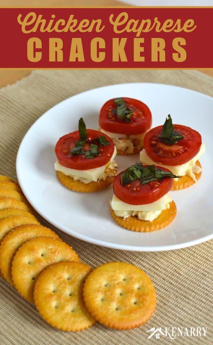 I love caprese salad with tomato, mozzarella, basil and balsamic vinegar! This easy appetizer recipe for Chicken Caprese Crackers takes it to the next level by adding chicken and putting it on a delicious RITZ® Cracker. 