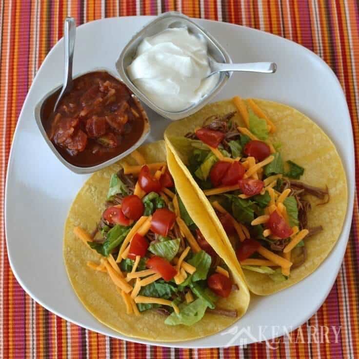 With most interesting 4 substances, this shredded beef recipe for straight forward slack cooker tacos might per chance now not be more uncomplicated. Trusty add your approved toppings for a appetizing weeknight dinner!