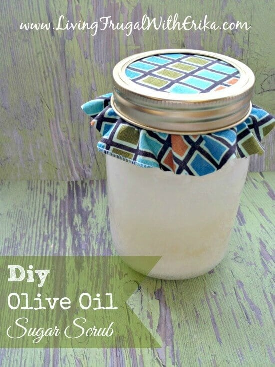 DIY Olive Oil Sugar Scrub - Living Frugal with Erika featured on Ideas for the Home by Kenarry®