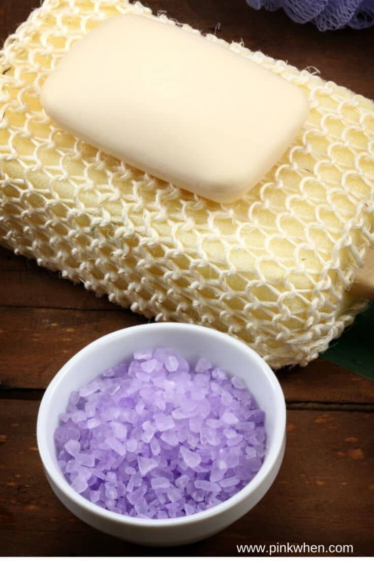 DIY Lavender Salt Scrub - Pink When featured on Ideas for the Home by Kenarry®