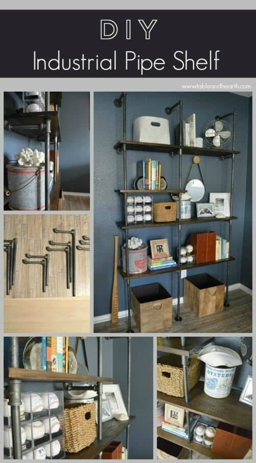 DIY Industrial Pipe Shelves - Table and Hearth featured on Ideas for the Home by Kenarry®