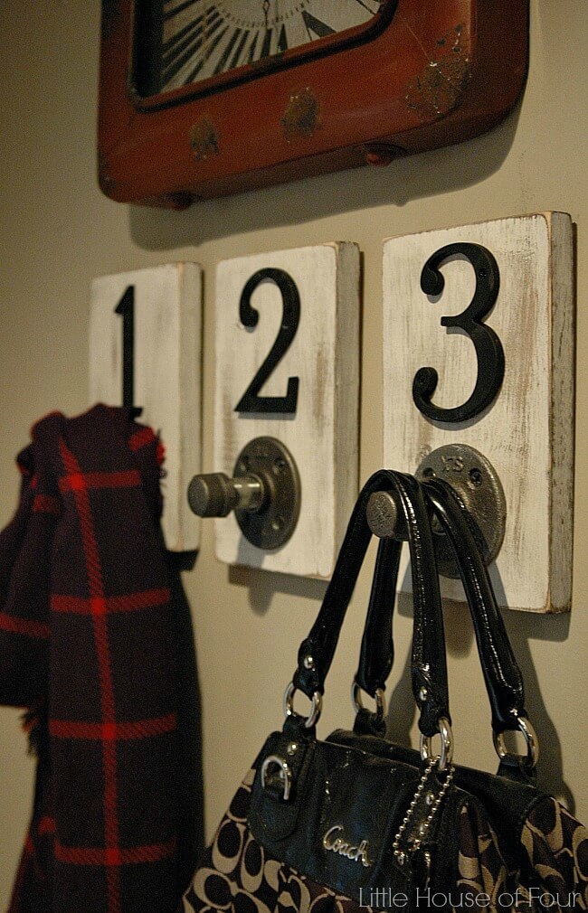 DIY Steel Pipe Hooks - Little House of Four featured on Ideas for the Home by Kenarry®