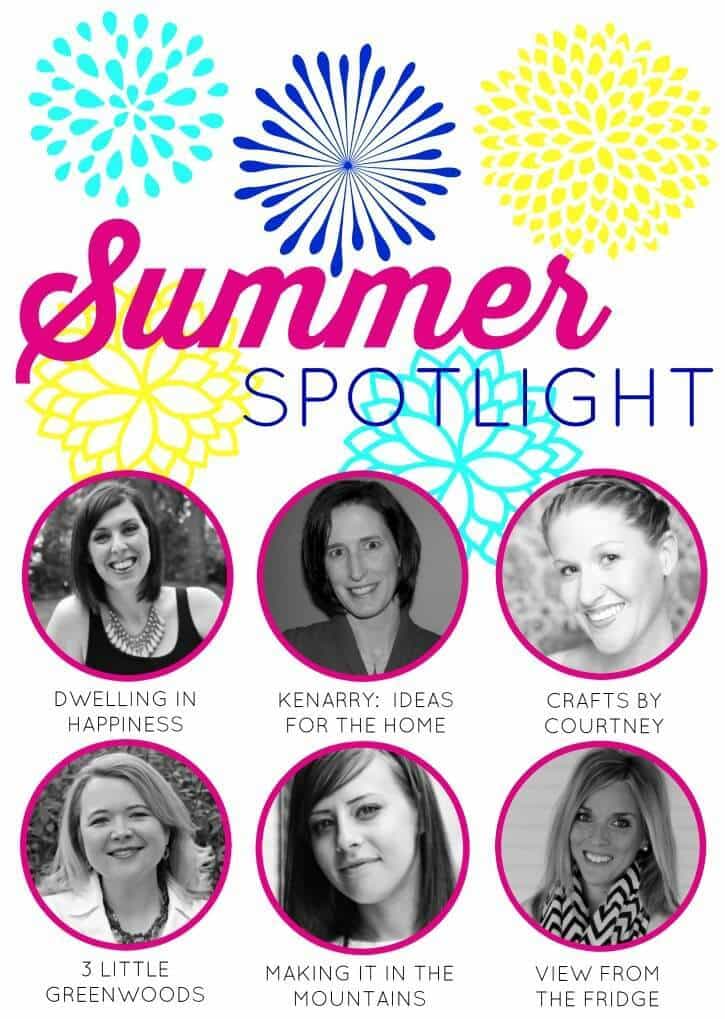 Summer Spotlight hosted by Dwelling in Happiness, Ideas for the Home by Kenarry®, Crafts by Courtney, 3 Little Greenwoods, Making It In the Mountains, and View from the Fridge