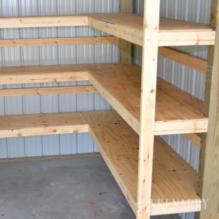 Diy Corner Shelves For Garage Or Pole, Wooden Storage Shelving Ideas