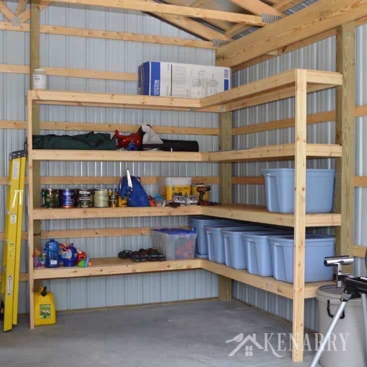 Diy Corner Shelves For Garage Or Pole, How To Build Shelves In My Basement