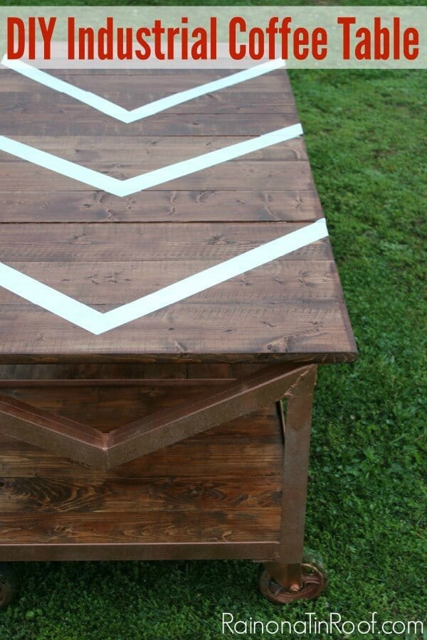 Industrial DIY Coffee Table from a Yard Sale Cart - Rain on a Tin Roof featured on Ideas for the Home by Kenarry®
