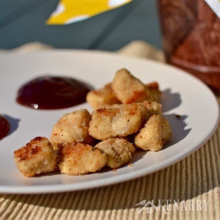 Homemade popcorn chicken nuggets on a plate