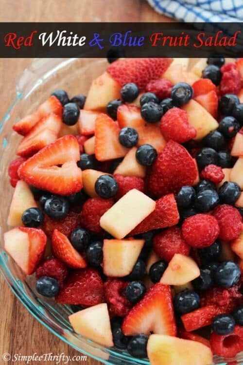 Patriotic Red White and Blue Fruit Salad – Simplee Thrifty featured on Ideas for the Home by Kenarry®