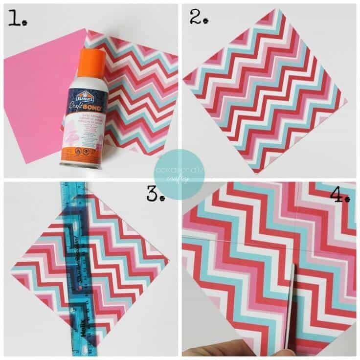 Use colorful scrapbook paper to make a pinwheel banner.