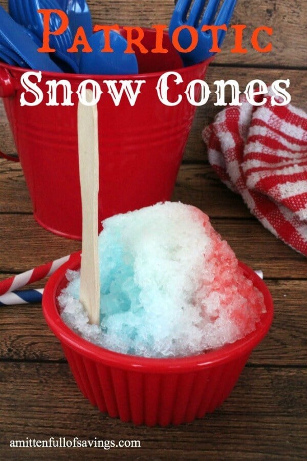 Patriotic Snow Cones - A Mitten Full of Savings featured on Ideas for the Home by Kenarry®