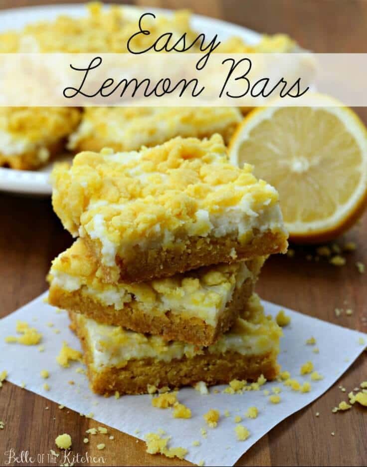 Easy Lemon Bars - Belle of the Kitchen featured on Kenarry.com