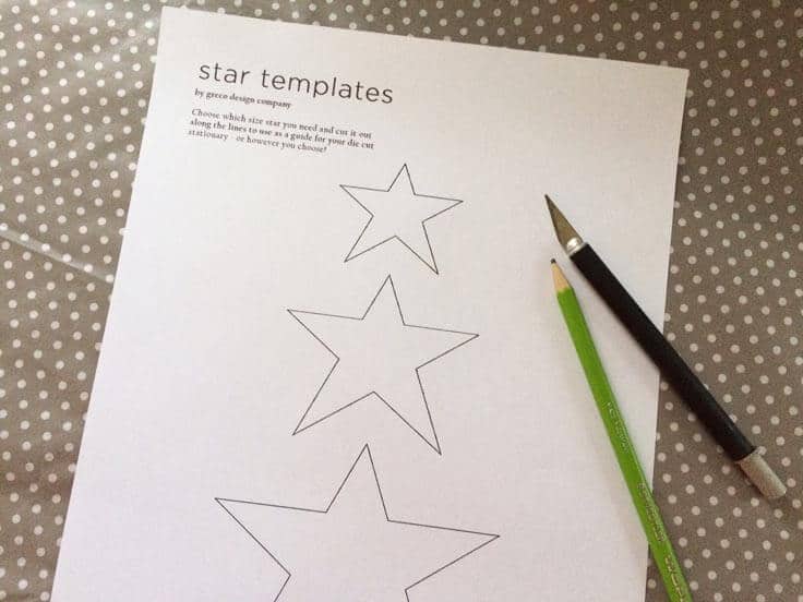 Star template for die-cut note cards