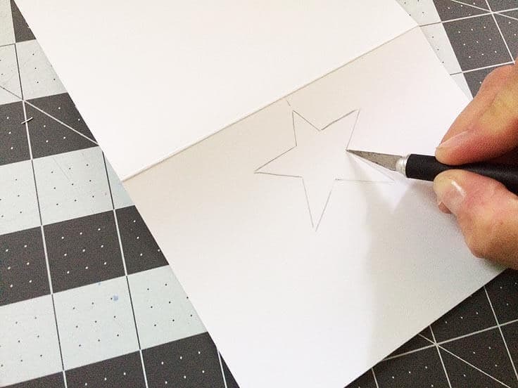 Star template for die-cut note cards