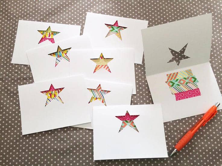 die-cut star cards with washi tape