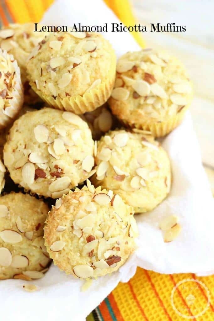 Lemon Almond Ricotta Muffins - The Gold Lining Girl featured on Kenarry.com