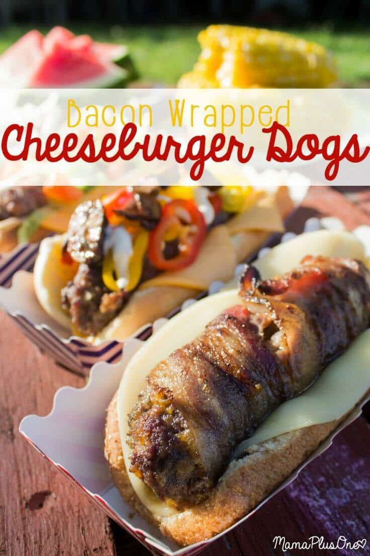 Bacon Wrapped Cheeseburger Dogs - Mama Plus One featured on Ideas for the Home by Kenarry®
