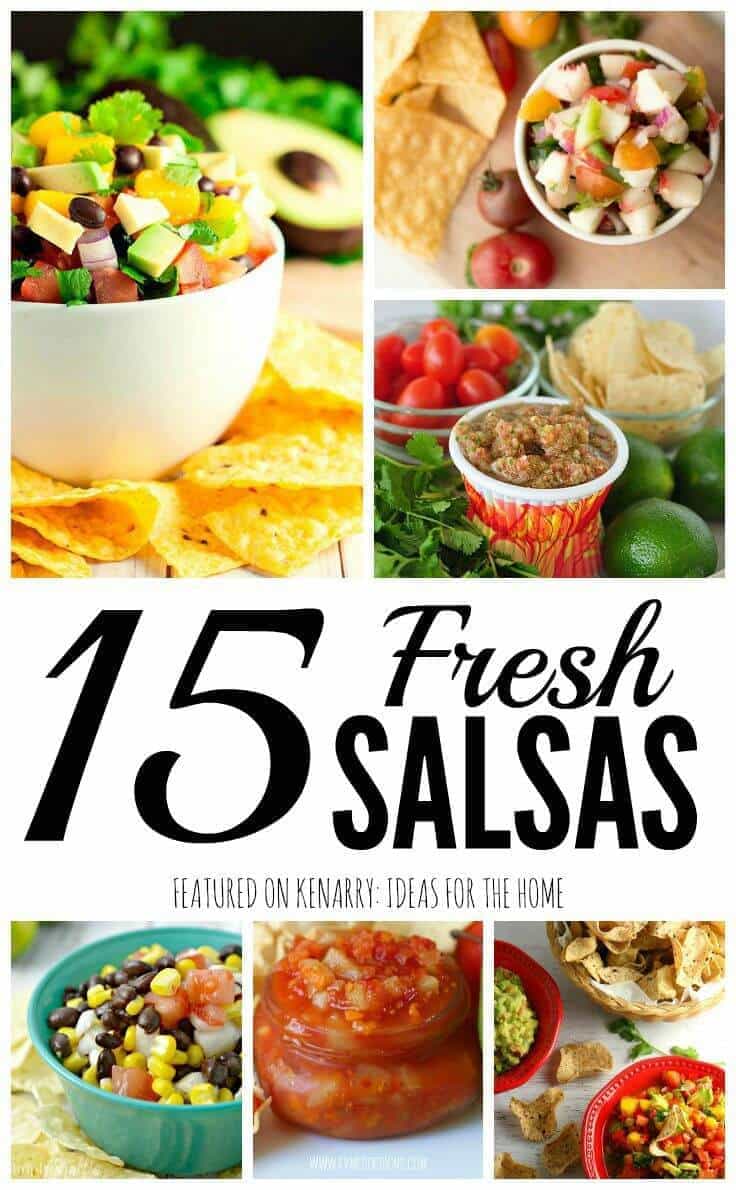 So many fresh salsa recipes to try! 15 great recipe ideas for fruit or tomato salsas to serve with tortilla chips as an appetizer at your next dinner party.