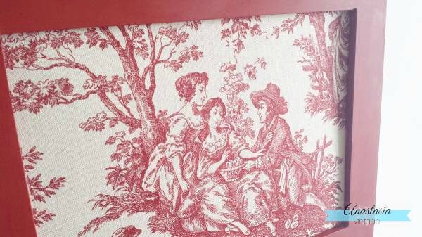 french country mirror red toile fabric