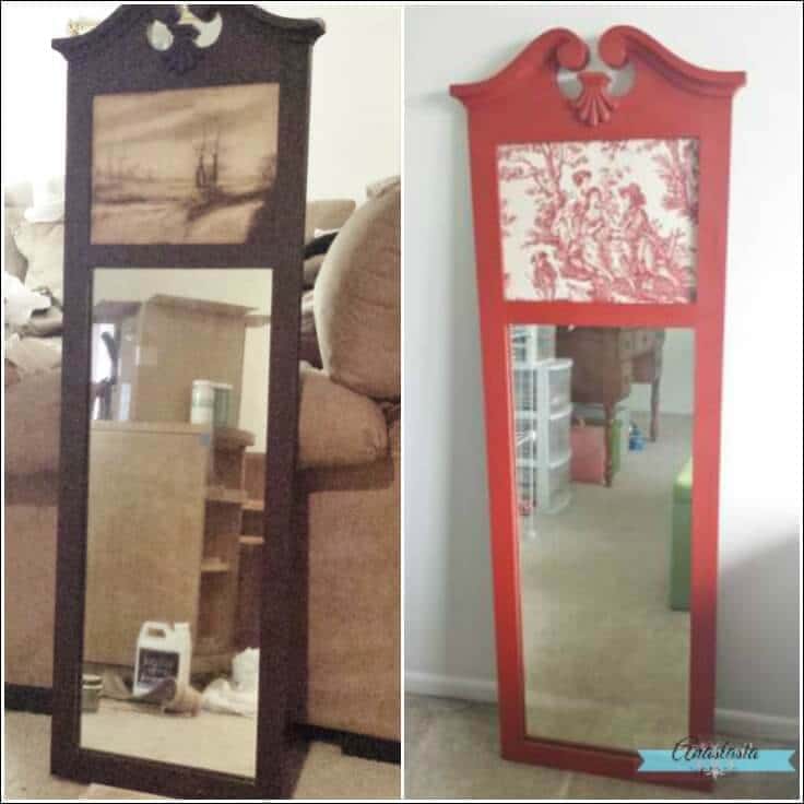 french country toile mirror makeover square