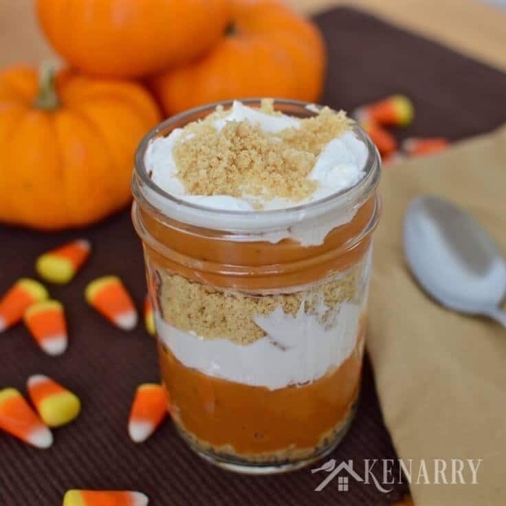 Pumpkin pie parfait with cookie crumble topping