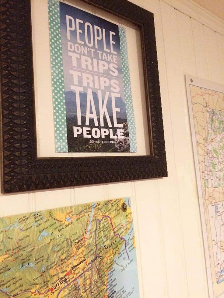 Use travel and trip quotes for a gallery map wall