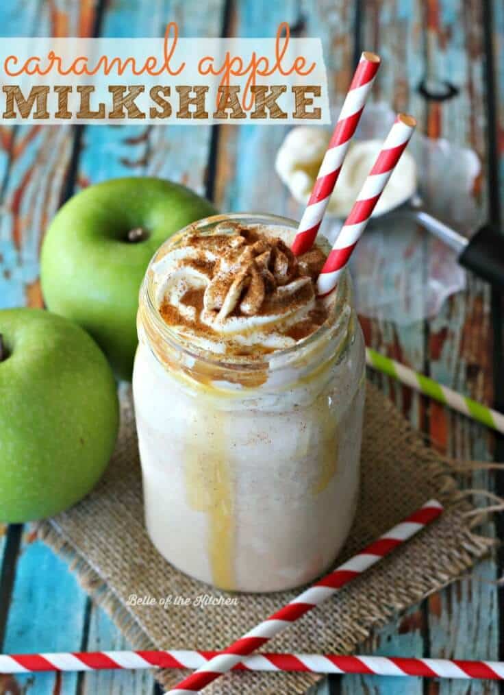 Caramel Apple Milkshake – Belle of the Kitchen - Caramel Apple Dessert Ideas: 20 Delicious Recipes featured on Kenarry.com