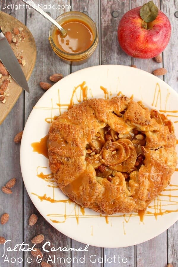 Salted Caramel Apple & Almond Galette – Delightful E Made - Caramel Apple Dessert Ideas: 20 Delicious Recipes featured on Kenarry.com