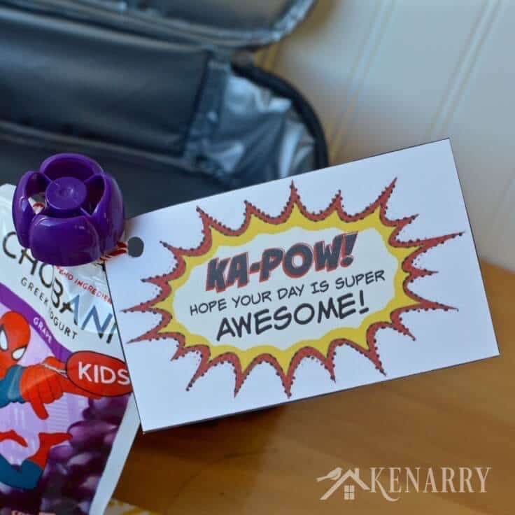 What a fun idea for school lunches! Attach one of these free printable superhero lunch box notes to a healthy snack or treat.